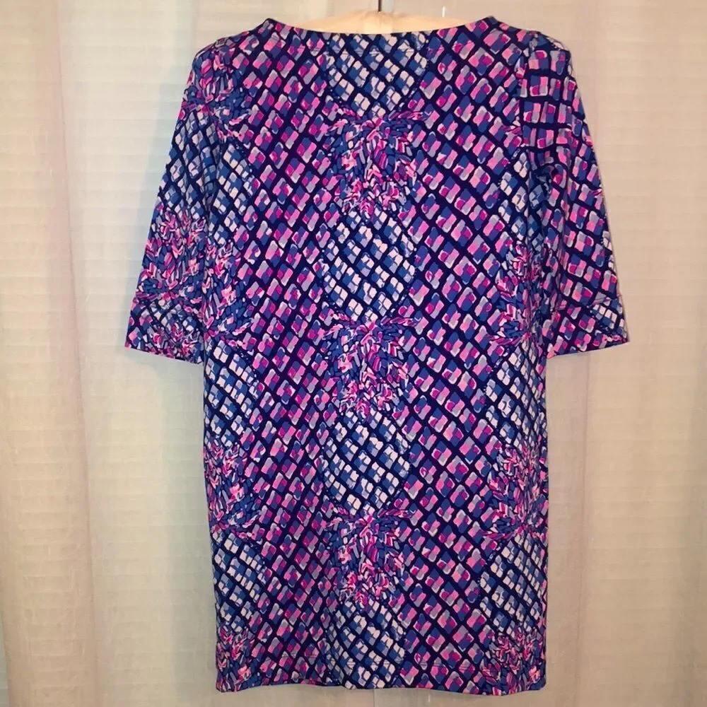 Lilly Pulitzer 8 Pineapple Geometrical Quarter Sleeve Shift Sophie Dress